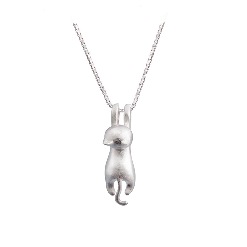 S.Leaf 925 Sterling Silver Swing Cat Necklace