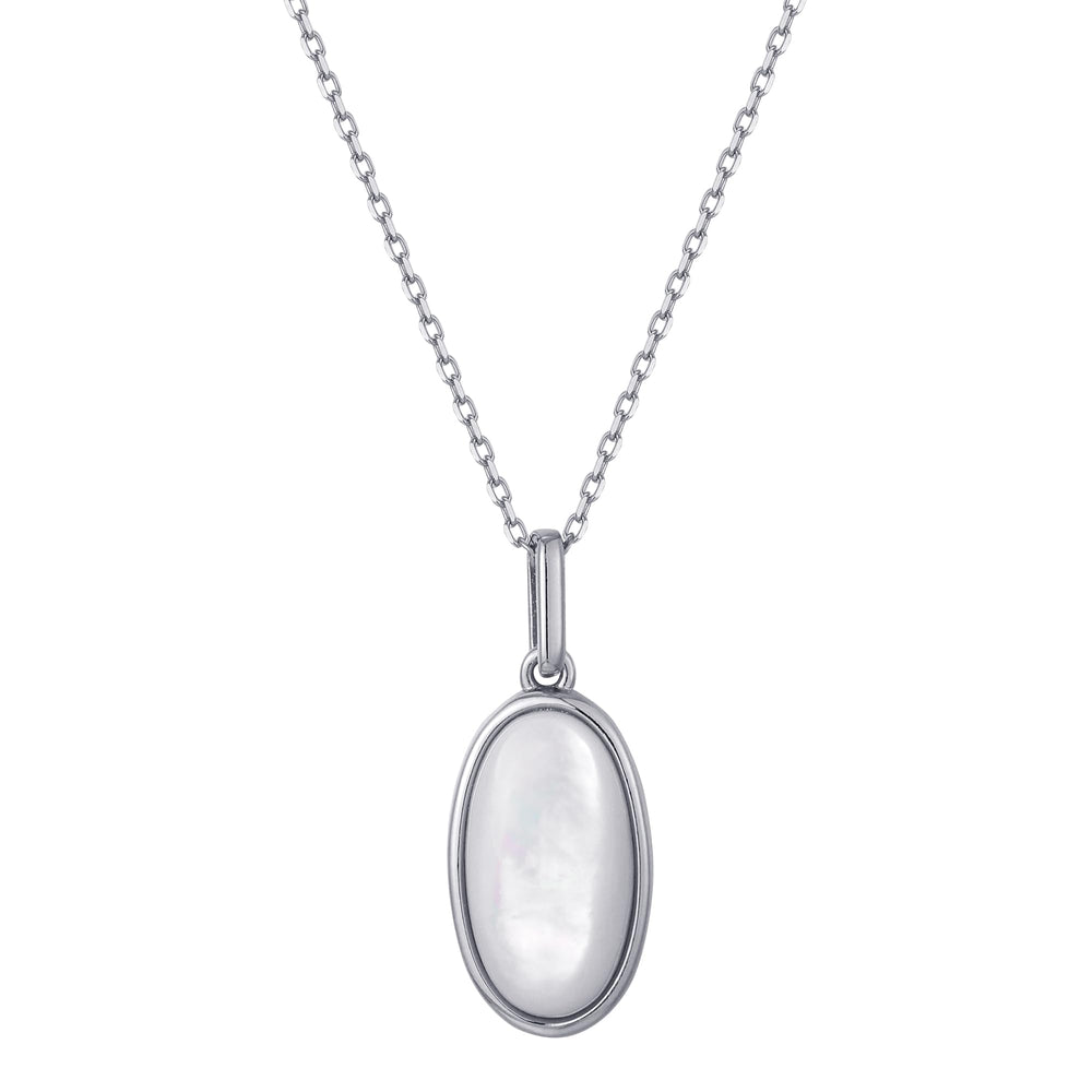 Mother of Pearl Oval Pendant Necklace