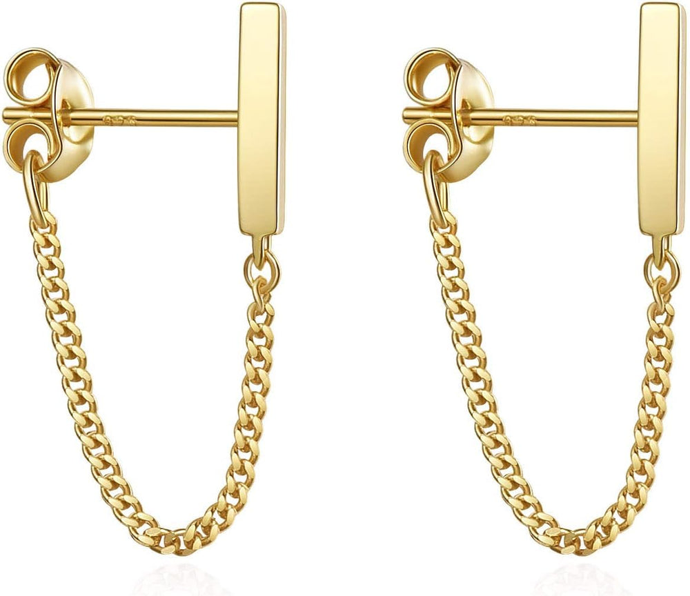 Bar with Chain Dangle Earrings