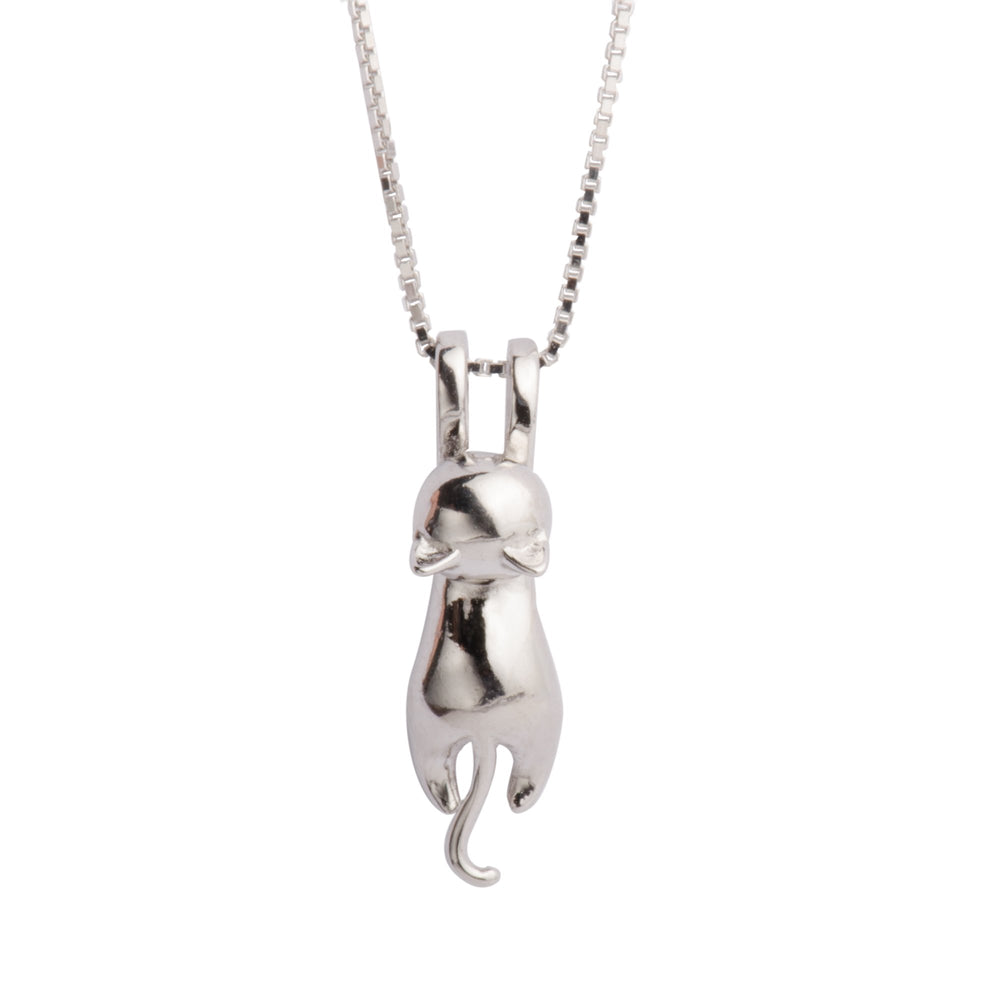 S.Leaf 925 Sterling Silver Swing Cat Necklace