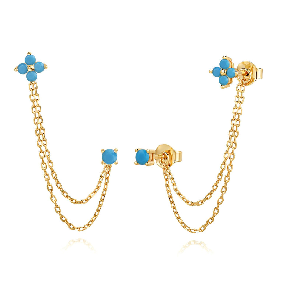 S.Leaf 925 Sterling Silver 18k Gold Plated Chain Earrings