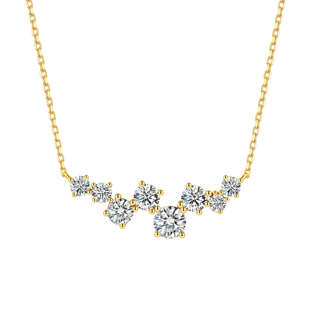 Smiling Curved Circular Cluster Diamond Pendant Necklace