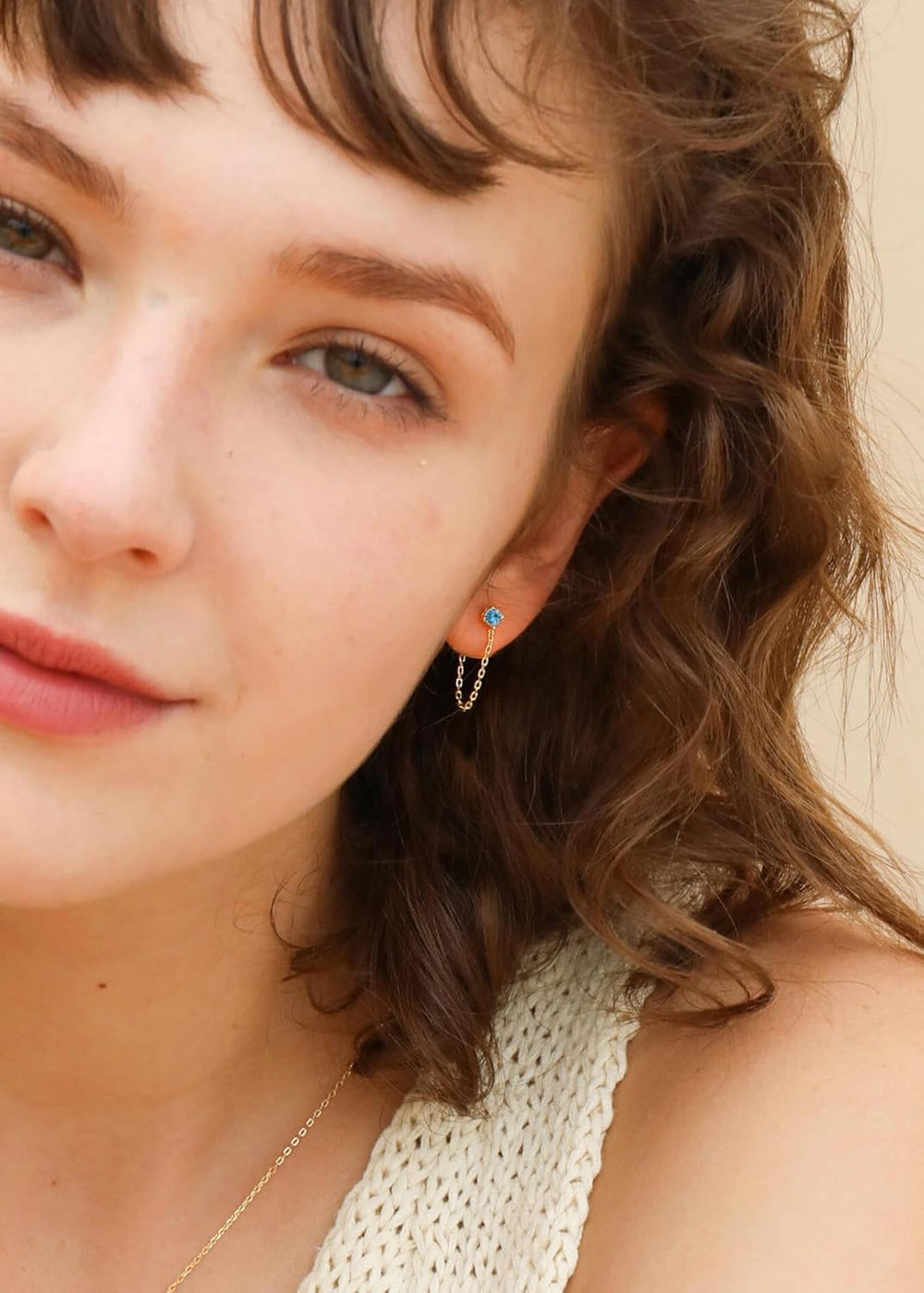 S.Leaf 925 Sterling Silver 18Karat Gold Plated Chain Earrings