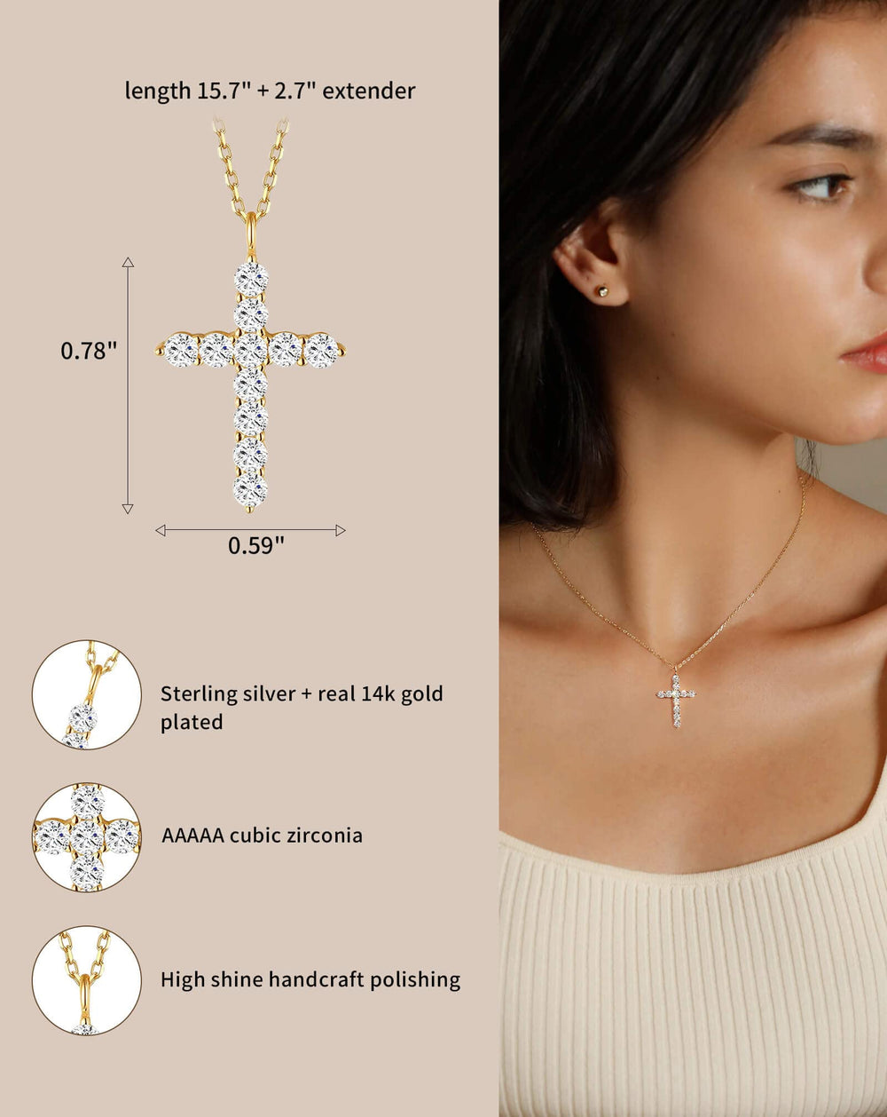 925 Sterling Silver Small Cross Necklace