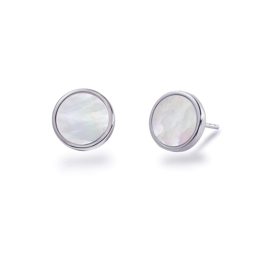Mother of Pearl Round Stud Earrings