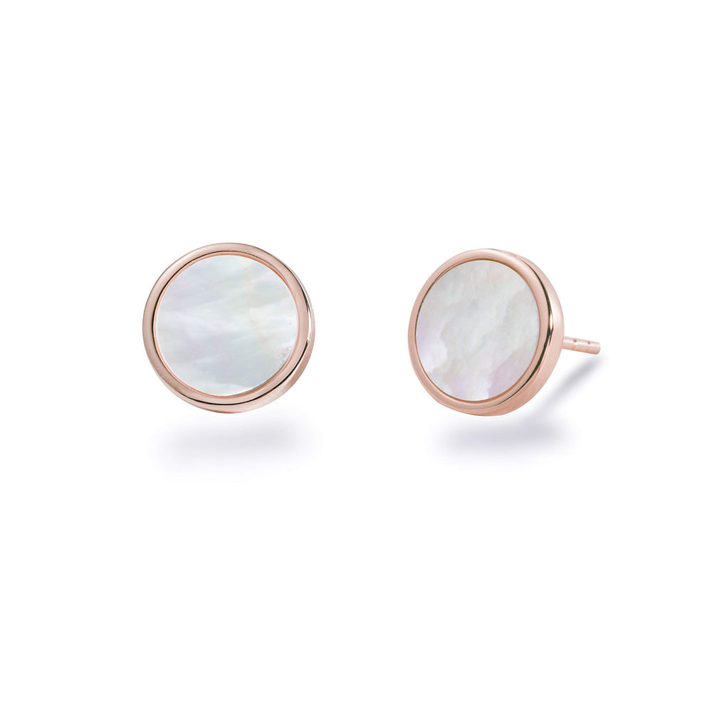 Mother of Pearl Round Stud Earrings