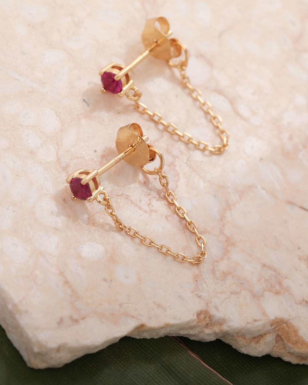 S.Leaf 925 Sterling Silver 18Karat Gold Plated Chain Earrings