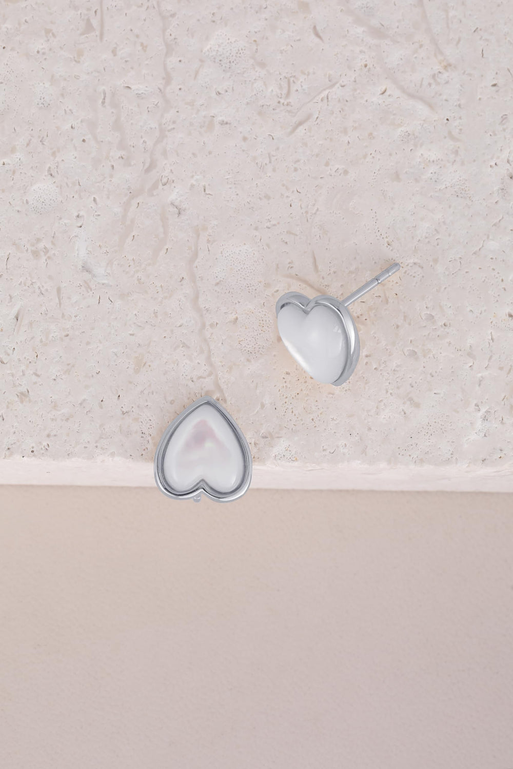 Mother of Pearl Heart Stud Earrings