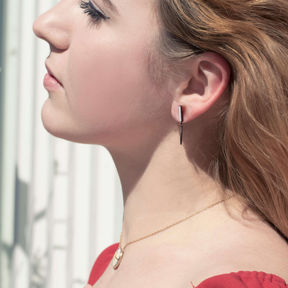 Bar with Chain Dangle Earrings