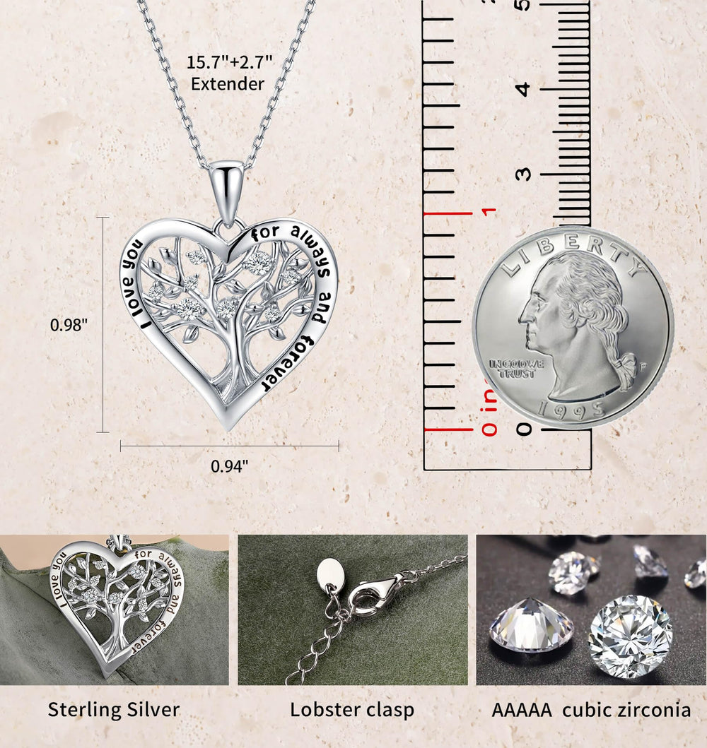 Love Heart Tree of Life Necklaces