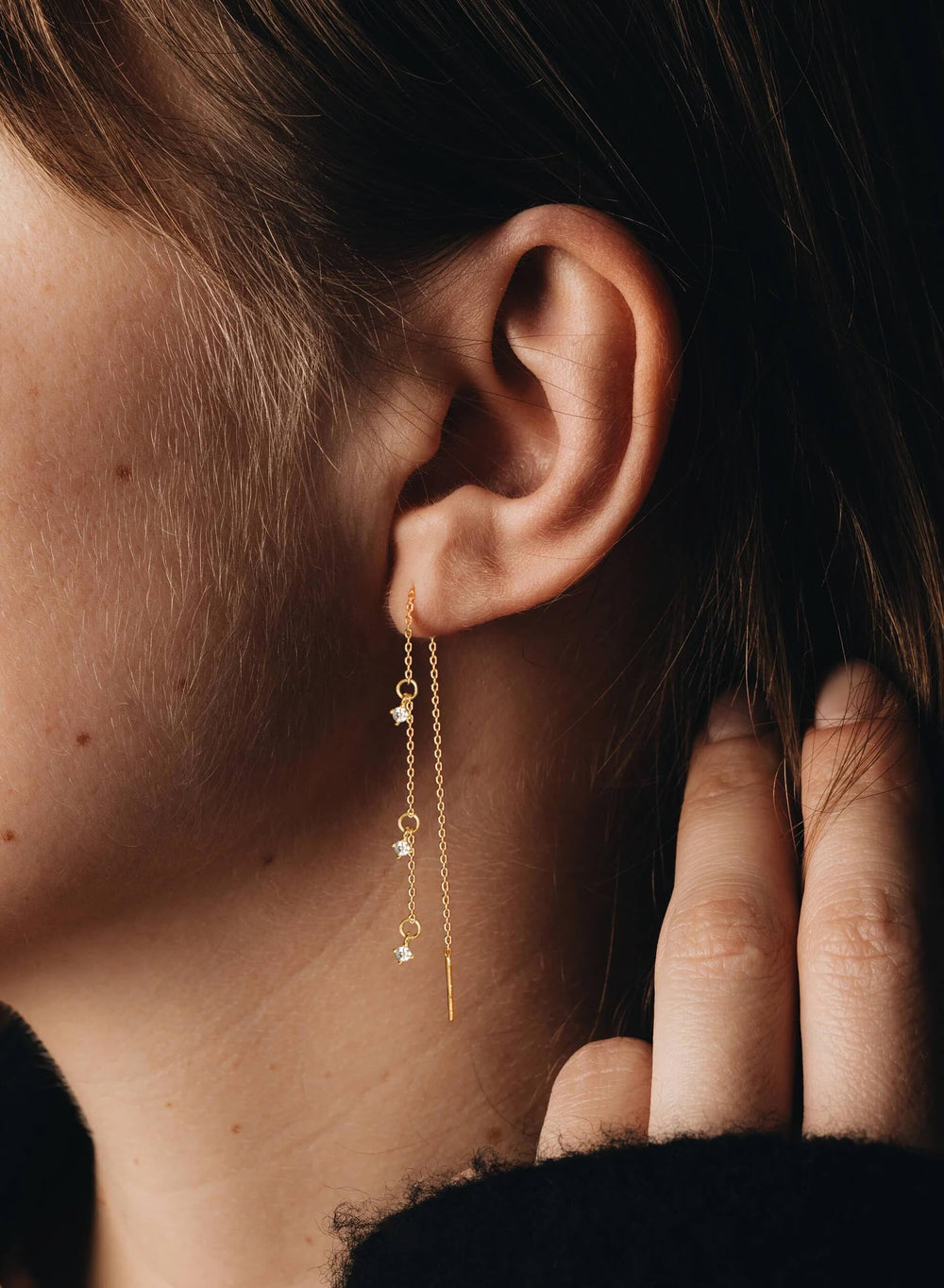 S.Leaf S925 Sterling Silver Threader Chain Earrings