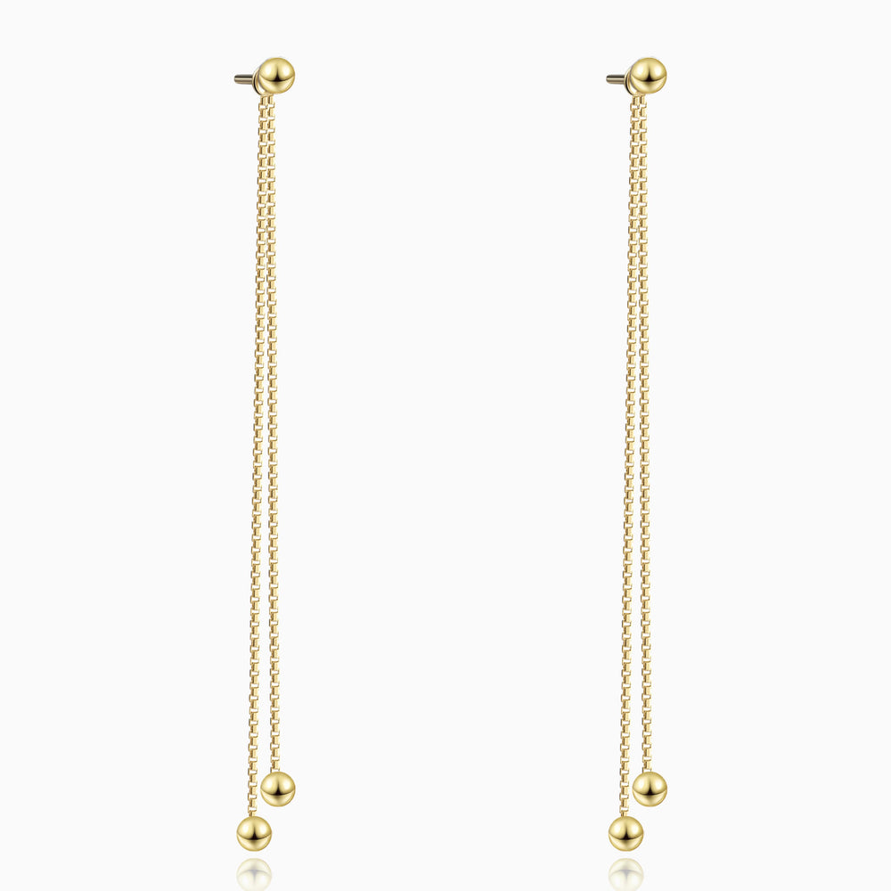 Double Ball Chain Dangle Earrings Gold