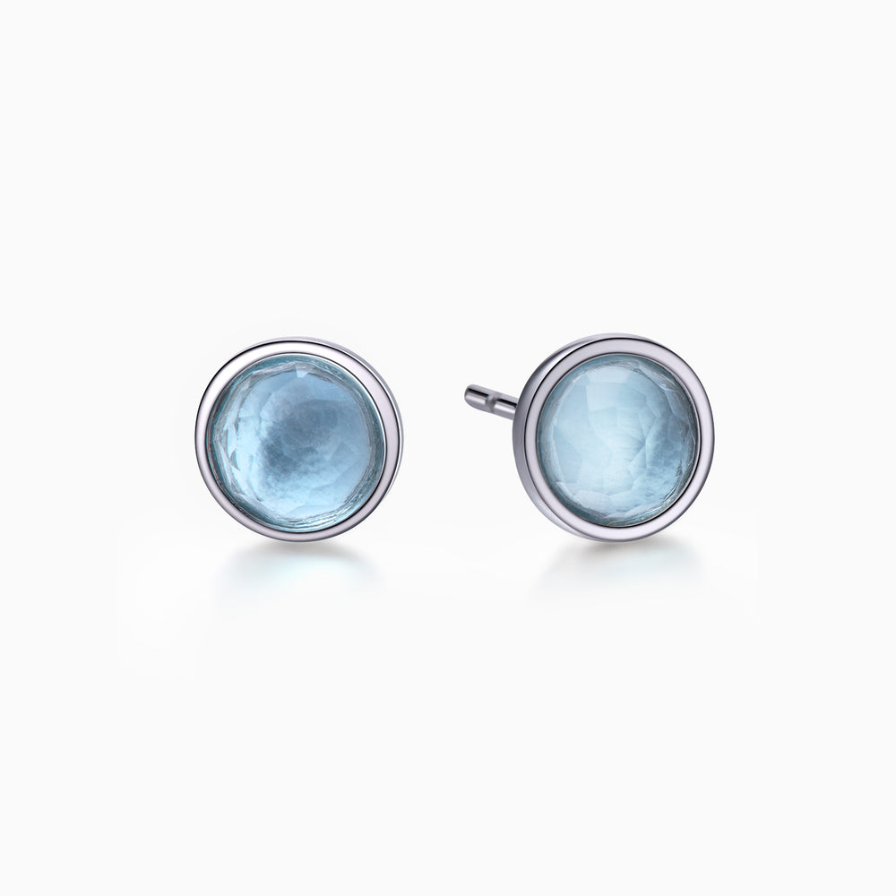 Round blue Topaz Stud Earrings