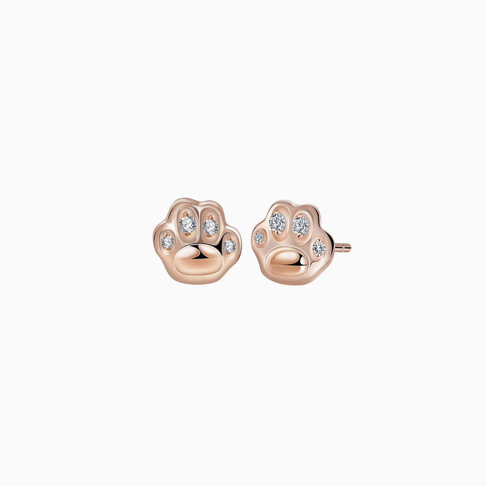 Cubic Zirconia Pet Paw Stud Earrings