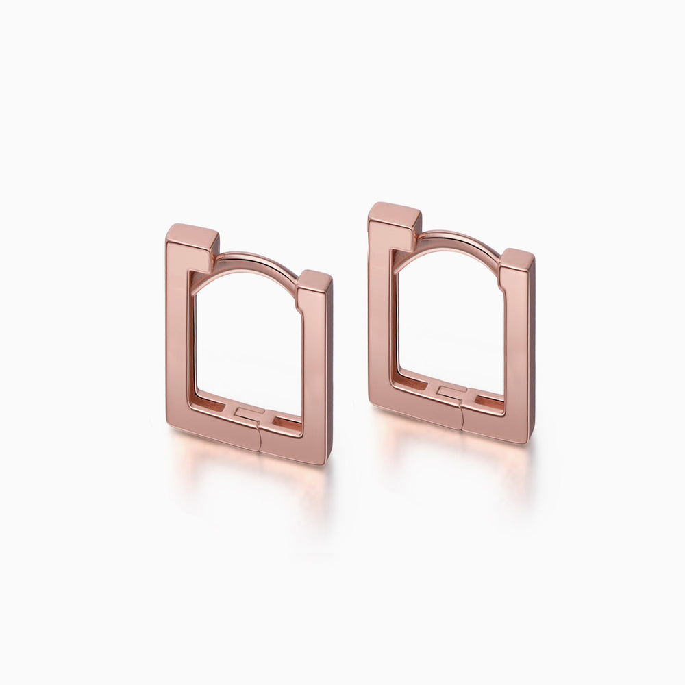 Long Square Hoop Earrings rose gold